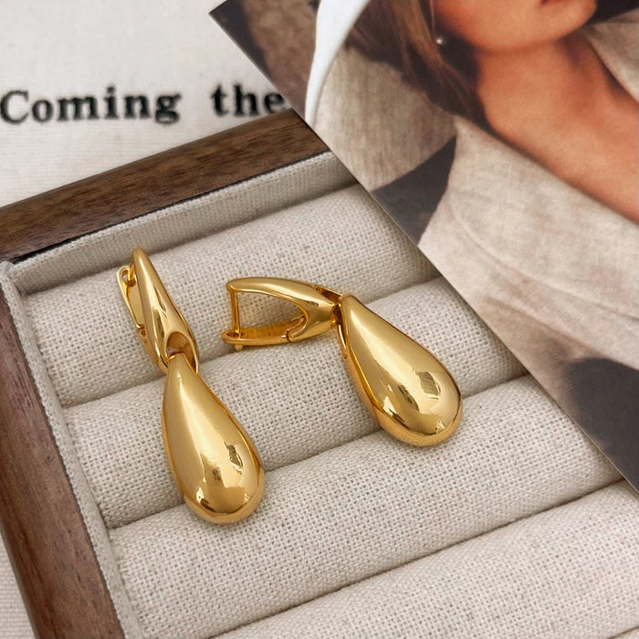 Wholesale Multi-layered geometric heavy teardrop gold plated earrings