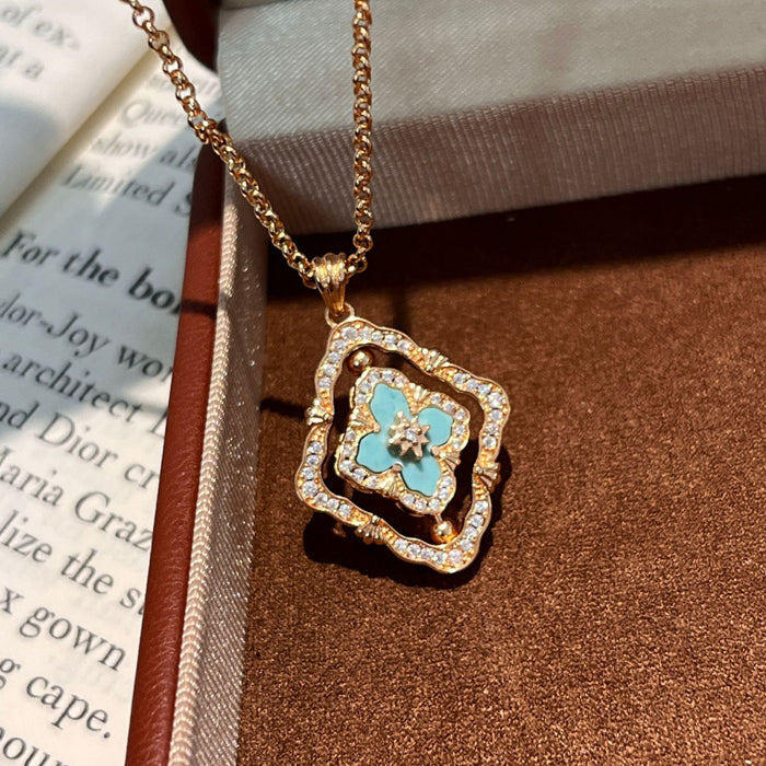 Wholesale Rotating Four-Leaf Clover White Shell choker necklace