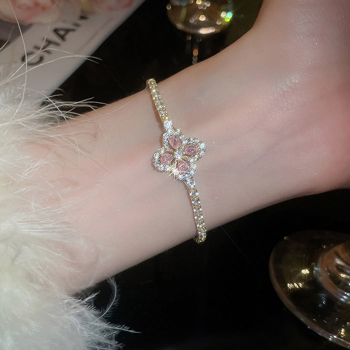 Wholesale Pink Zircon Geometric Round Pull-out Bracelet