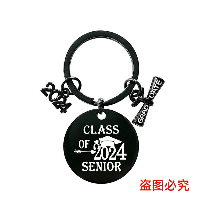 Wholesale Graduation Season Gift Round Stainless Steel Keychain JDC-KC-GangGu049