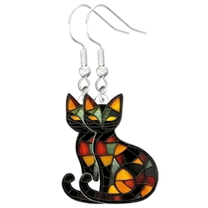 Wholesale Acrylic Double-Sided Lucky Cat Earrings Trendy Fashion Accessory