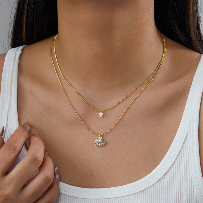 Wholesale Geometric Y-Shape Layered Necklace Stainless Steel Fashion Jewelry