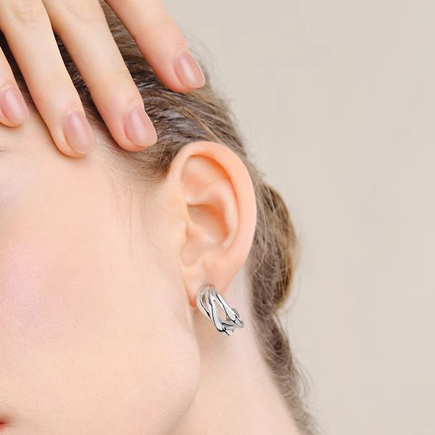 Wholesale Earrings wrapped with wavy lines and earrings, niche design, high-end feel, light luxury