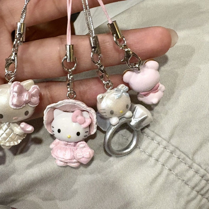 Wholesale Cartoon Long-Legged  Cat Keychain Charm with Ring