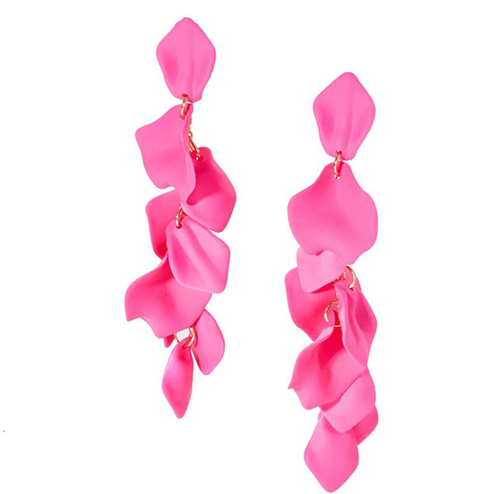 Wholesale 10pcs Rose Red Geometric Alloy Earrings JDC-ES-HengX005