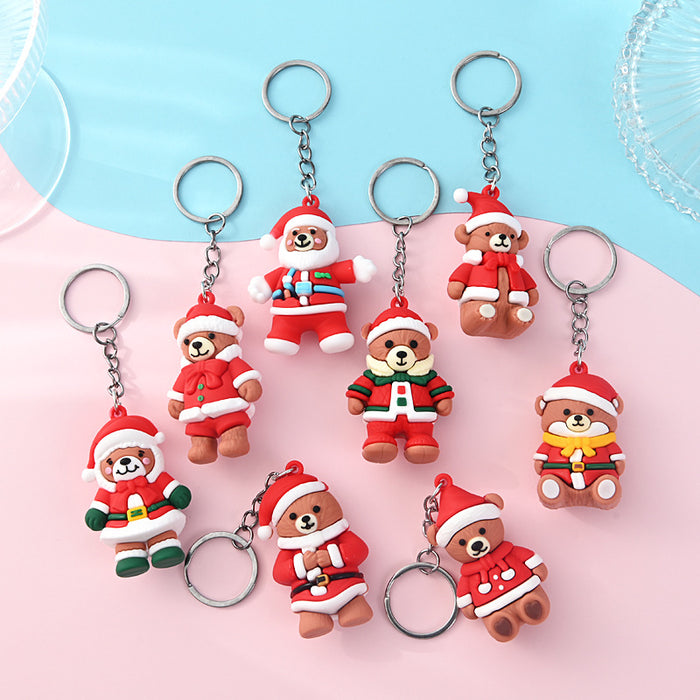 Wholesale 10PCS PVC Christmas Tree Snowman Doll Keychain JDC-KC-AQing011