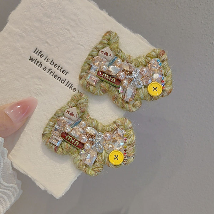 Wholesale Rhinestone Puppy Wool Hair Clips
