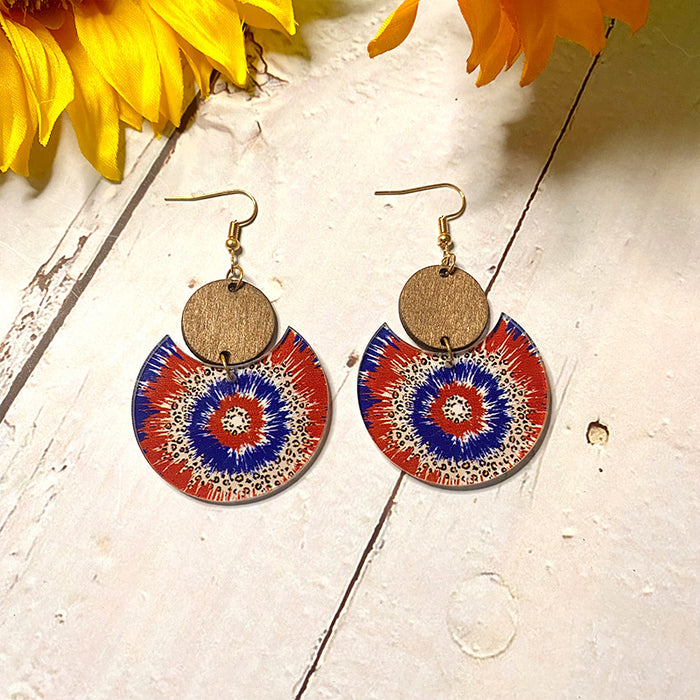 Wholesale Flag Earrings Independence Day Acrylic Wood ing Earrings
