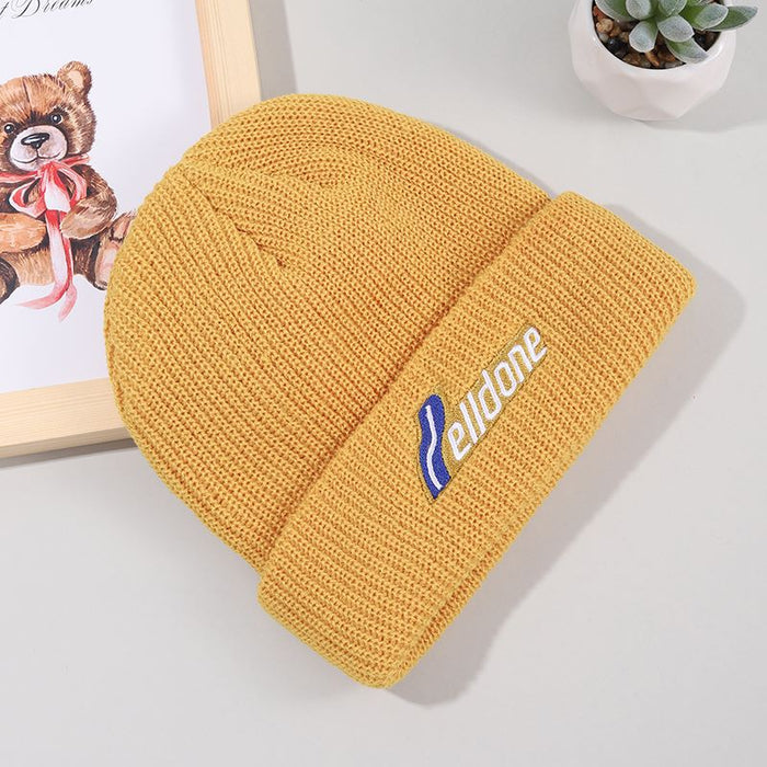 Wholesale Letter Embroidery Solid Color Acrylic Knitted Wool Hat JDC-FH-YBQX005