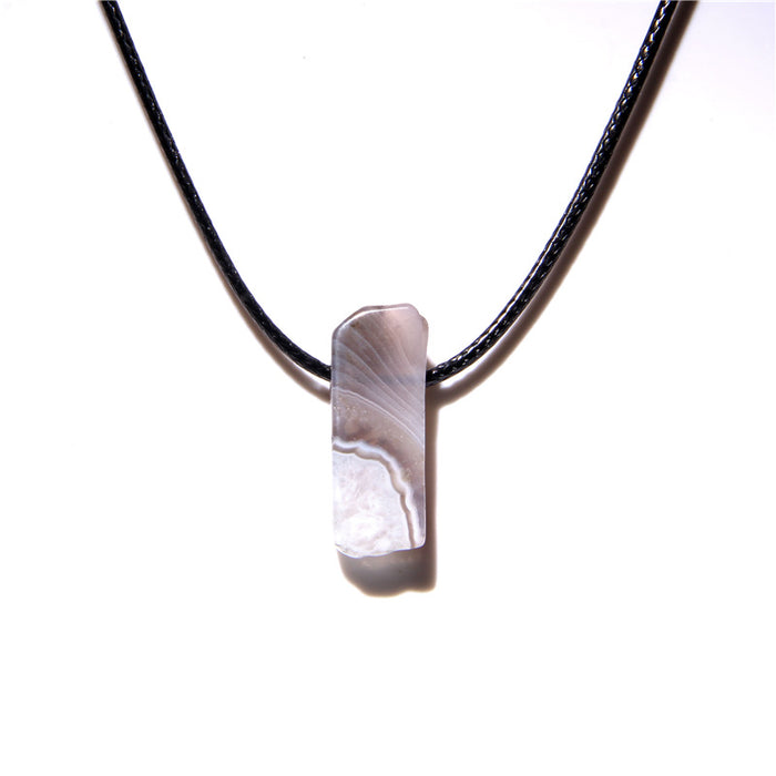 Wholesale Irregularly shaped raw stone flat tube pendant and stone bead necklace