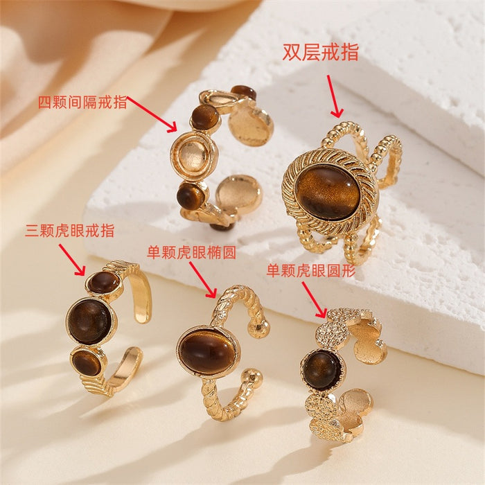 Wholesale Snake Head Tiger Eye Style Fashion Jewelry Set Electroplated Boutique