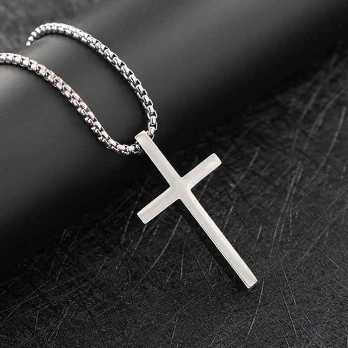 Wholesale New Titanium Cross Necklace, Couple Style, Stainless Steel Pendant, Sweater Chain Accessory