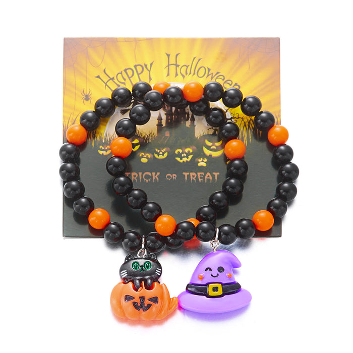 Wholesale Fashion New Halloween Pumpkin Cat Bracelet Ghost Bat Crystal Bracelet