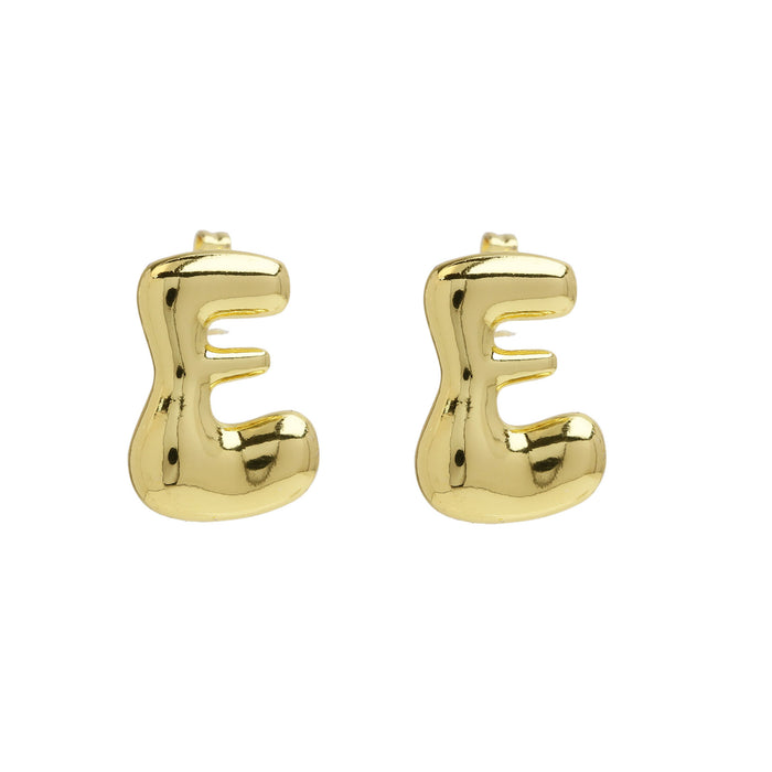 Wholesale 2PCS 18K Gold Brass 26 English Letters Earrings JDC-ES-BaiYi008