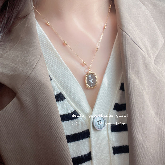 Wholesale Rose Necklace Mirror Chain All-match Elegant Titanium Steel Necklace