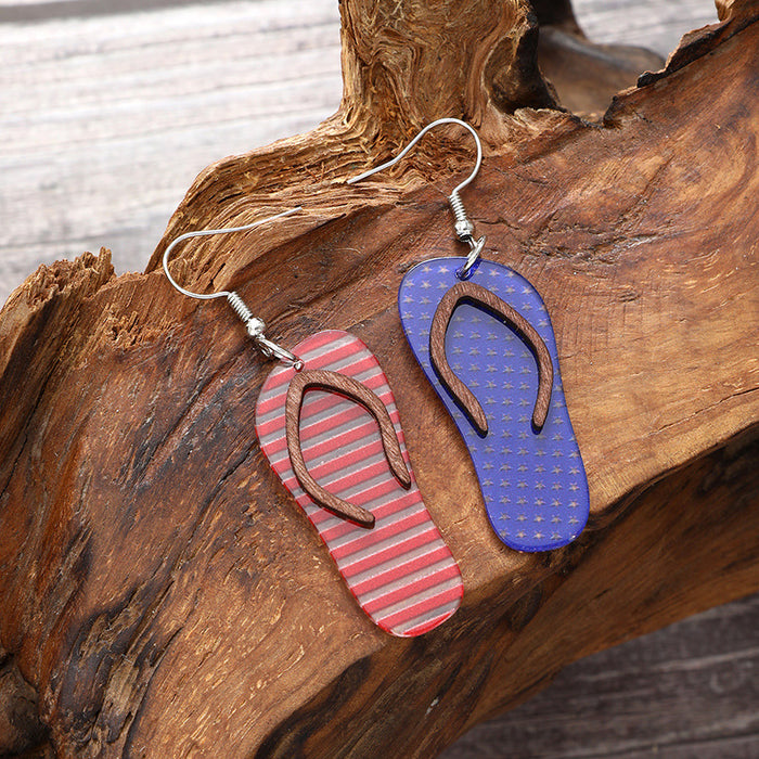 Wholesale Acrylic Striped American Independence Day Earrings JDC-ES-YiTian001