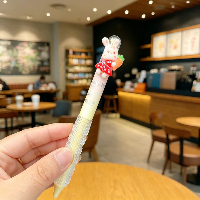 Wholesale Cute Rabbit Design Gel Pen with Plush Pendant Decorative Writing Accessory