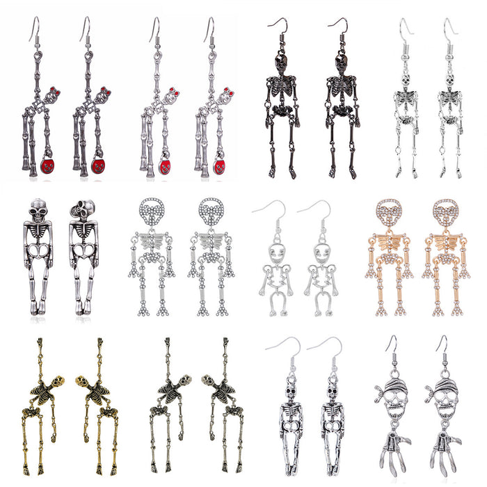 Wholesale Halloween 3pcs Skeleton Series Zinc Alloy Earrings JDC-ES-BinL013