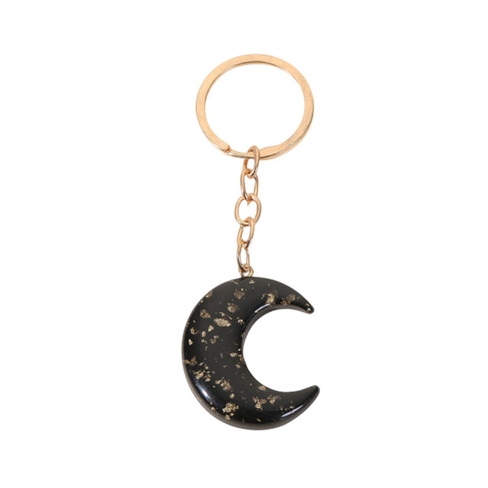 Wholesale Star Moon Gold Powder Black Acrylic Keychain JDC-KC-RongR003