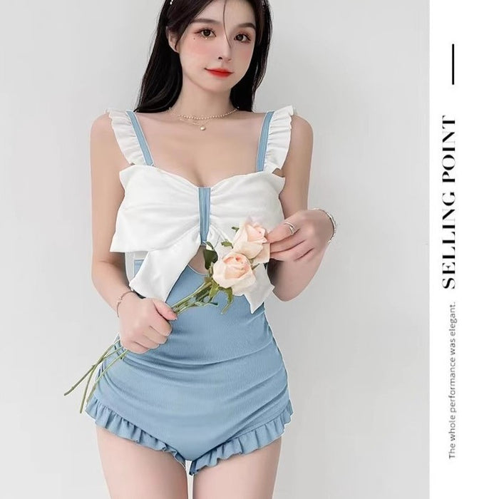 Wholesale New Cute Girl Butterfly Knot Triangle Women's Belly Covering and Slimming Dew Hot Spring Outfit One Piece Swimsuit