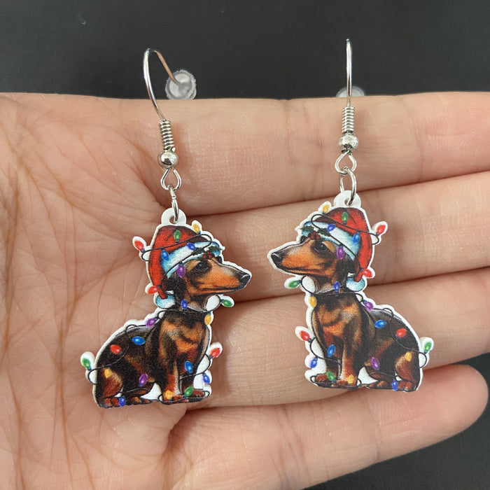 Wholesale Fashion Acrylic Cartoon Christmas Earrings With Reindeer Flamingo And Rainbow Designs Party Wear Jewelry Accessory