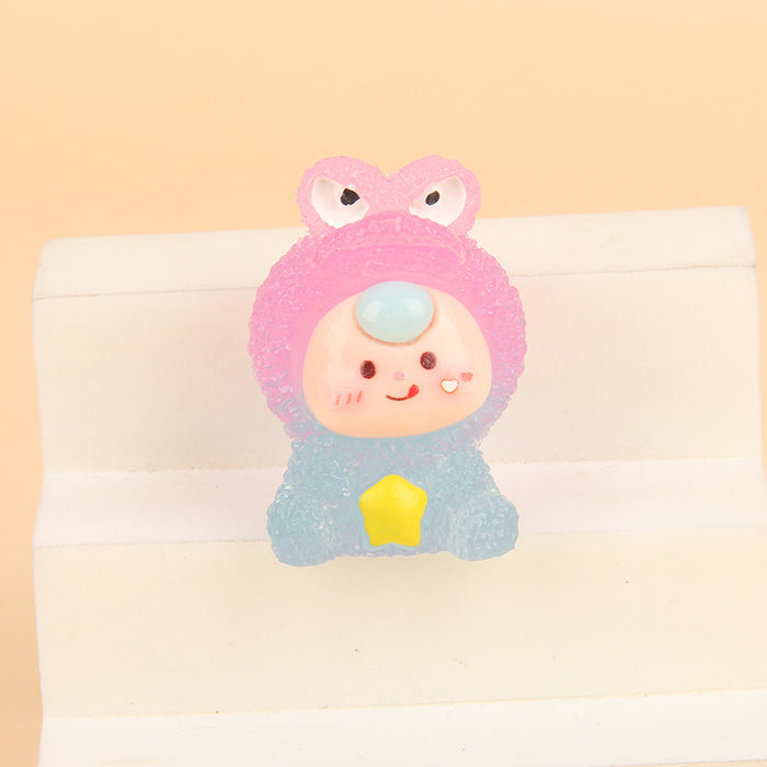 Wholesale Gradient doll resin glow-in-the-dark cute particle keychain