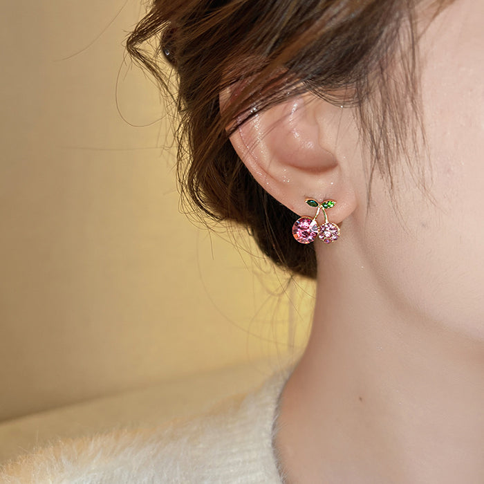 Wholesale Cherry Design Ear Studs Fashion Jewelry Accessory Gift