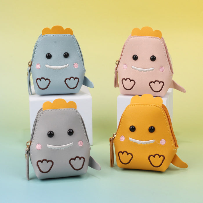 Wholesale PU Leather Cartoon Dinosaur Coin Purse Keychain Card Holder Earphone Case Student Gift