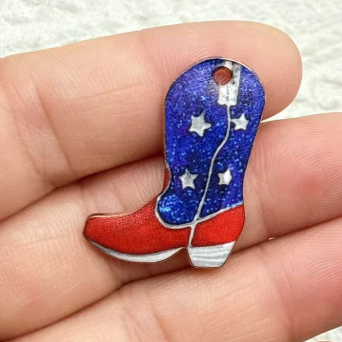 Wholesale 10pcs Alloy Vintage Western Cowboy Printed Boots Keychain Pendant Backpack DIY Jewelry Accessories