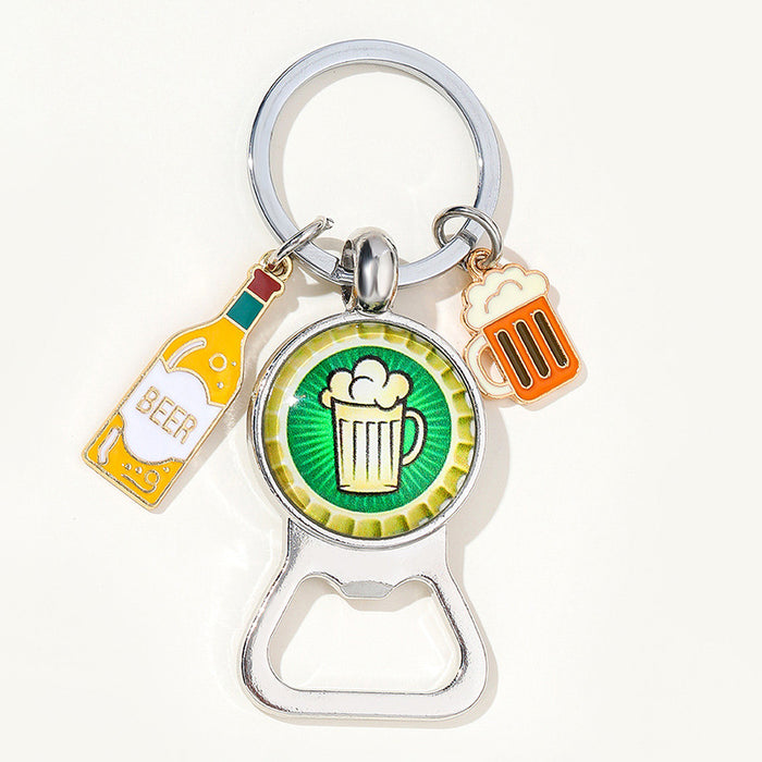 Wholesale Time Glass Beer Festival Bottle Opener Alloy Keychain JDC-KC-HuiWen012