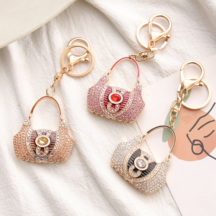 Wholesale Creative Rhinestone Small Shoulder Bag Alloy Keychain JDC-KC-ChaoK037