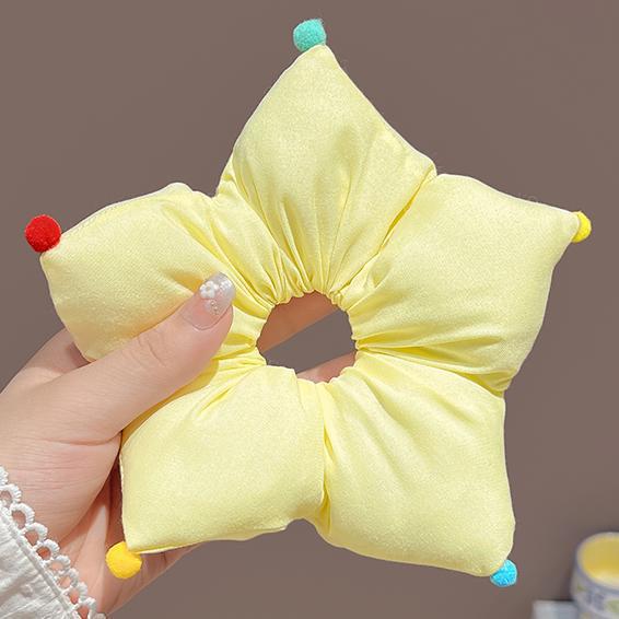 Wholesale Cute five pointed star and colorful polka dot patterned sponge hair scrunchies