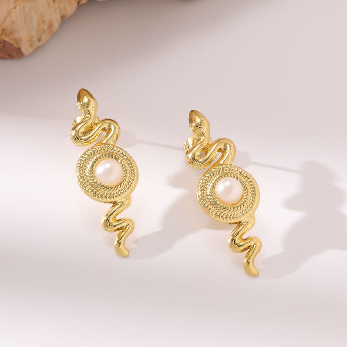 Wholesale Titanium steel snake-shaped earrings