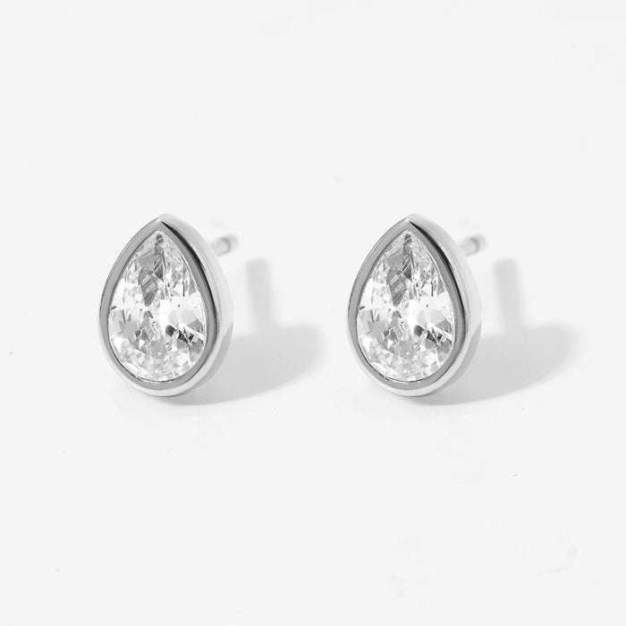 Wholesale Stainless Steel Zircon Heart Water Drop Earrings For Women Everyday Jewelry Gift