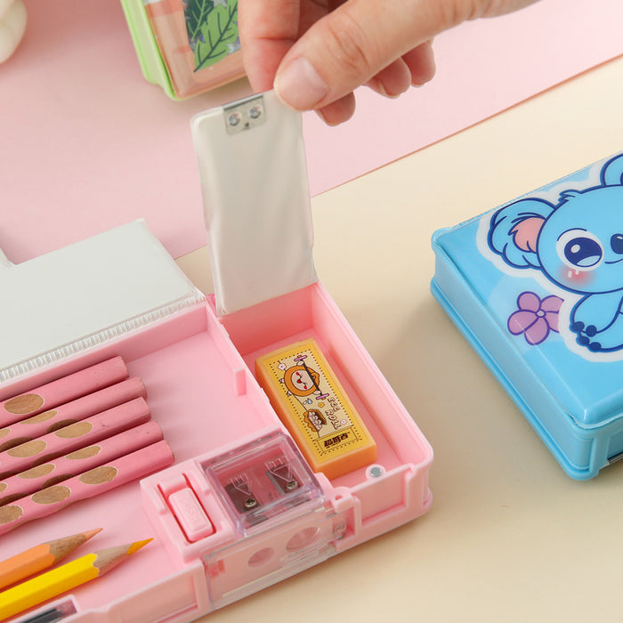 Wholesale Cartoon Pencil Cases for the Children's Large-Capacity Multi-Functional Double-Sided