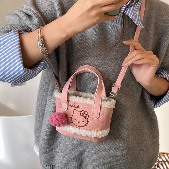 Wholesale Cute Cartoon Embroidered Velvet Crossbody Shoulder Bag for Kids