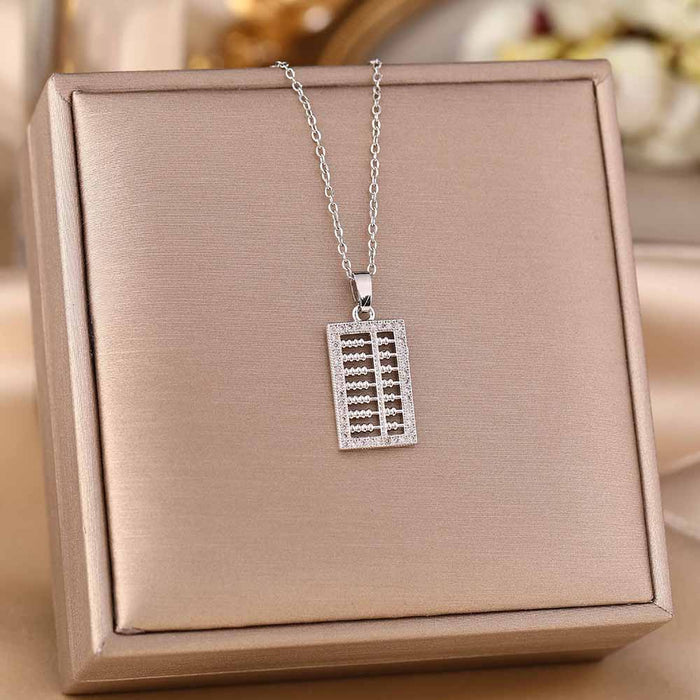 Wholesale Micro-Inlaid Zirconia Silver Titanium Steel Necklace JDC-NE-YinY001