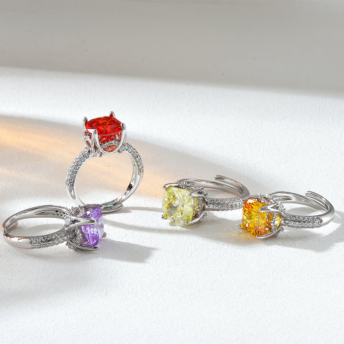 Wholesale Light luxury zircon colored gemstone ring