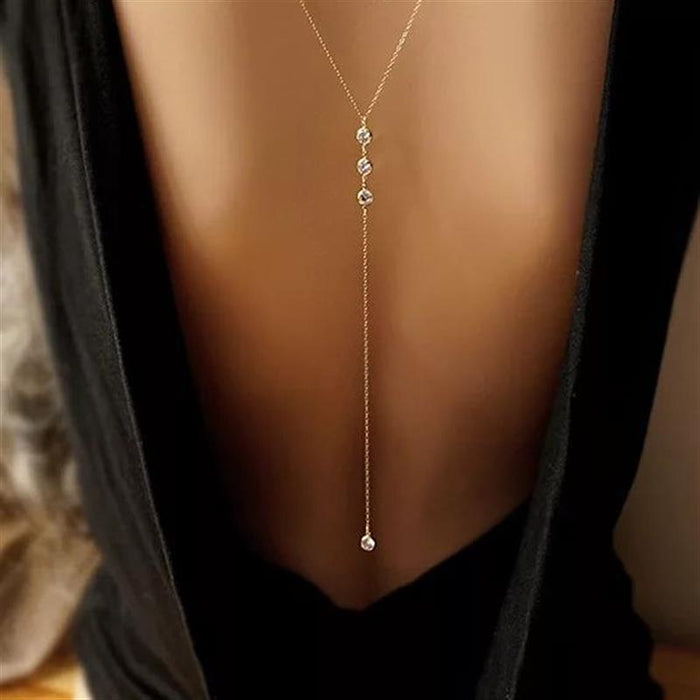 Wholesale  jewelry water drop back chain  women's long necklace tassel body chain
