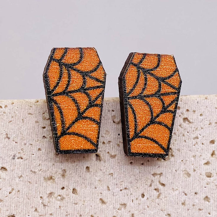 Wholesale  Earrings Horror Pumpkin Ghost Bat Wooden Earrings  Night Jewelry
