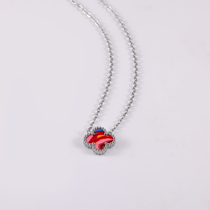 Wholesale Stainless Steel Four-Leaf Clover Collarbone Necklace