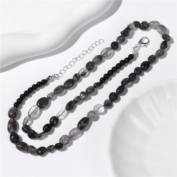 Wholesale Stone necklace irregular natural stone handmade jewelry sweater chain