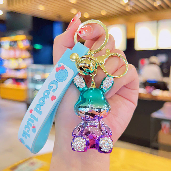 Al por mayor electroplation Sitting Diamond Rabbit Keychain JDC-KC-YDAO096