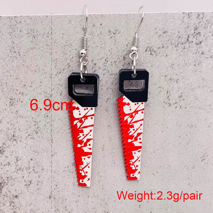 Wholesale  blood print acrylic earrings simulation personality sharp knife kitchen knife earrings funny earrings