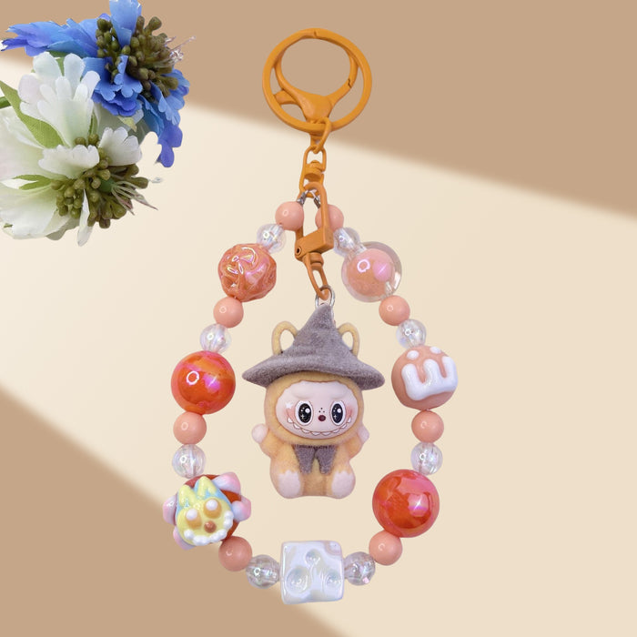 Wholesale Flocked Wizard Beaded Keychain
