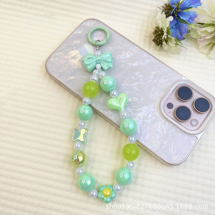 Wholesale Flocking sitting funny colorful beaded mobile phone chain keychain bag doll pendant accessories