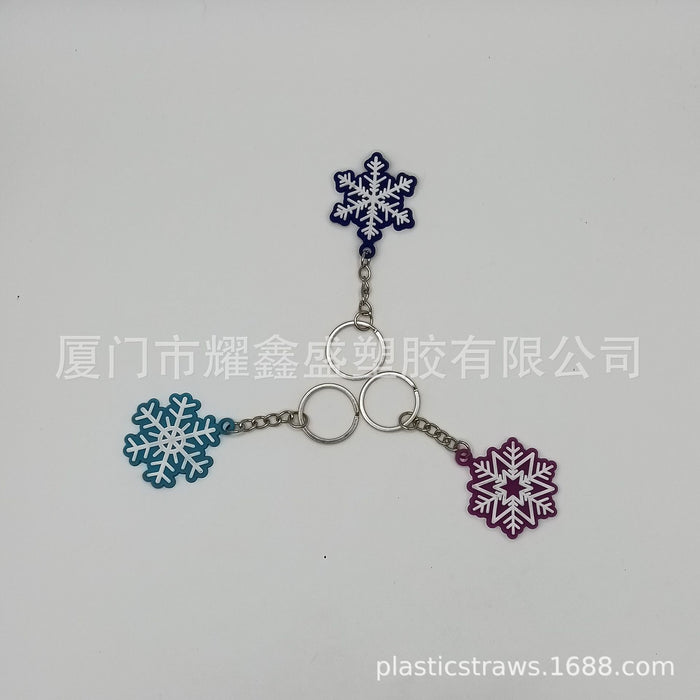 Wholesale Snowflake Keychain Bag Charm PVC Decorative Accessory MOQ≥10