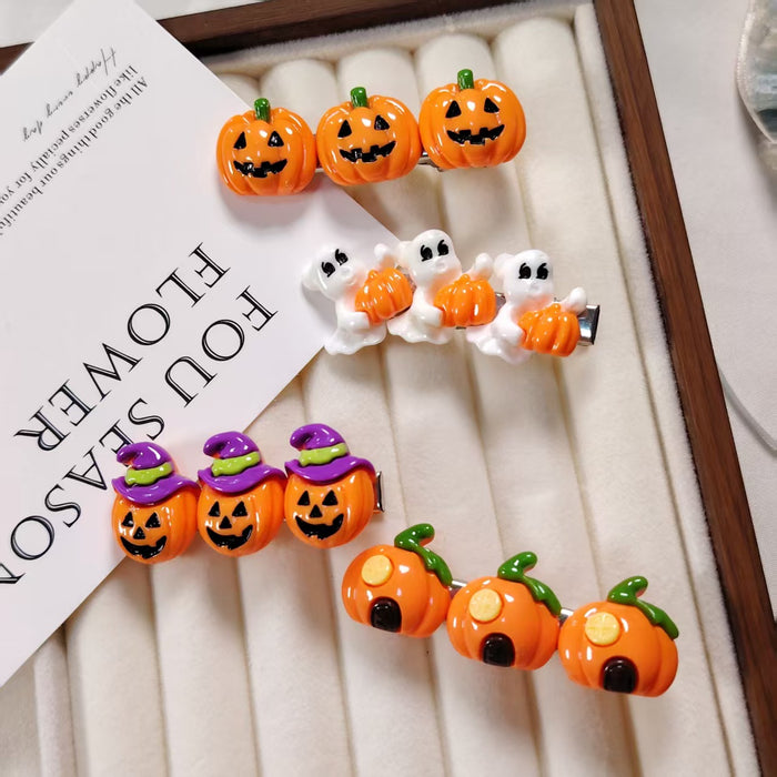 Wholesale Resin  Alligator Hair Clips Pumpkin Ghost Witch Hat For Kids Party