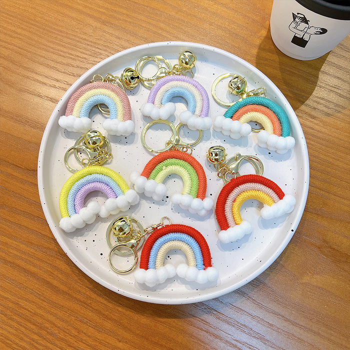 Wholesale Woven Cotton Thread Rainbow Cloud Keychain JDC-KC-WoA042