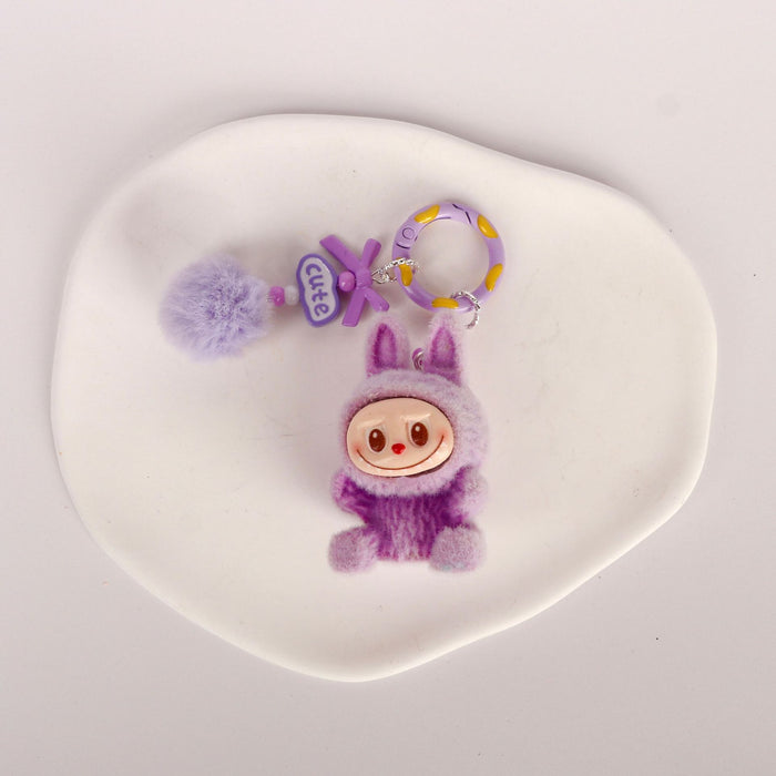 Wholesale Cute Sitting Flocking Keychain Bag Car Decoration Pendant Mobile Phone Chain Wholesale Small Gift